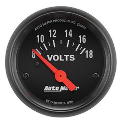 Autometer Gauge, Voltmeter, 2 1/16", 18V, Elec, Z-Series