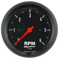 Autometer Gauge, Tachometer, 3 3/8", 6K Rpm, In-Dash, Z-Series