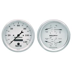 Autometer Gauge Kit, 2 Pc., Quad & Speedometer, 5", Old Tyme White