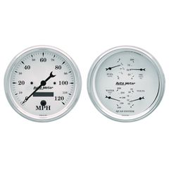 Autometer Gauge Kit, 2 Pc., Quad & Speedometer, 5", Old Tyme White