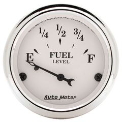 Autometer Gauge, Fuel Level, 2 1/16", 0 To 90Ω, Elec, Old Tyme White