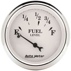 Autometer Gauge, Fuel Level, 2 1/16", 0 To 30Ω, Elec, Old Tyme White