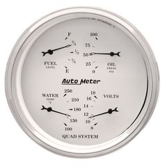 Autometer Gauge, Quad, 5", 240-33Ω, Elec, Old Tyme White