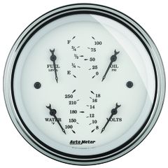 Autometer Gauge, Quad, 3 3/8", 0-90Ω, Elec, Old Tyme White