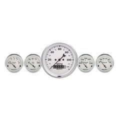 Autometer Gauge Kit, 5 Pc., 3 3/8" & 2 1/16", Elec. Speedometer, Old Tyme White