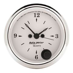 Autometer Gauge, Clock, 2 1/16", 12Hr, Analog, Old Tyme White