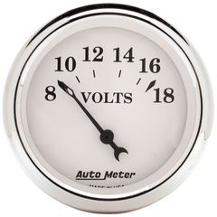 Autometer Gauge, Voltmeter, 2 1/16", 18V, Elec, Old Tyme White