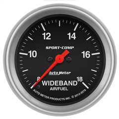 Autometer Gauge, Air/Fuel Ratio-Wideband, Analog, 2 5/8", 8:1-18:1, Stpr Mtr, Sport-Comp