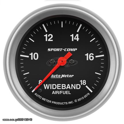 Autometer Gauge, Air/Fuel Ratio-Wideband, Analog, 2 5/8", 8:1-18:1, Stpr Mtr, Sport-Comp