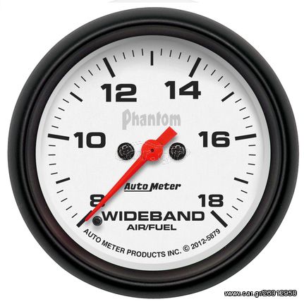 Autometer Gauge, Air/Fuel Ratio-Wideband, Analog, 2 5/8", 8:1-18:1, Stepper Mtr, Phantom