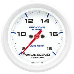 Autometer Gauge, Air/Fuel Ratio-Wideband, Analog, 2 5/8", 8:1-18:1, Stpr Mtr, Marine White