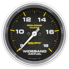 Autometer Gauge, Air/Fuel Ratio-Wideband, Analog, 2 5/8", 8:1-18:1, Stpr Mtr, Marine Cf