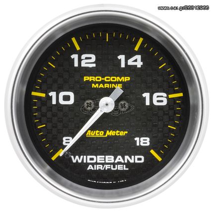 Autometer Gauge, Air/Fuel Ratio-Wideband, Analog, 2 5/8", 8:1-18:1, Stpr Mtr, Marine Cf