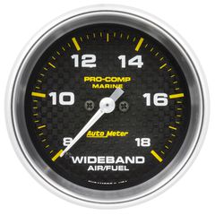 Autometer Gauge, Air/Fuel Ratio-Wideband, Analog, 2 5/8", 8:1-18:1, Stpr Mtr, Marine Cf