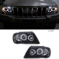 ΦΑΝΑΡΙΑ ΕΜΠΡΟΣ ΓΙΑ Headlights Angel Eyes suitable for JEEP Grand Cherokee (1999-2004) Black