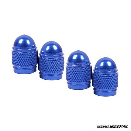 Valve Caps Aluminium Bullet Blue Μπλε Καπάκια Βαλβίδων Αυτοκινήτου