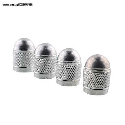 Valve Caps Aluminium Bullet Silver Ασημένια Καπάκια Βαλβίδων Αυτοκινήτου