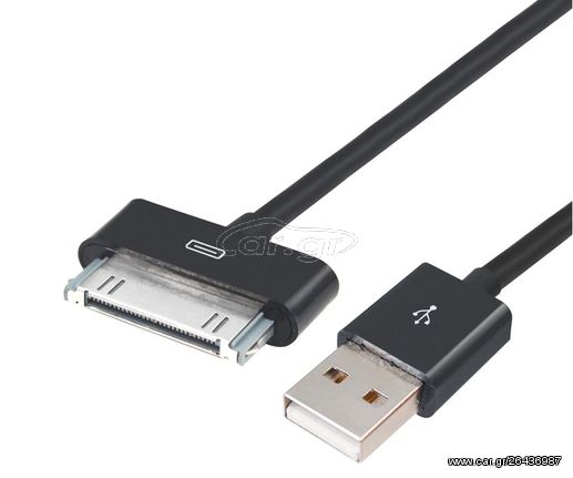 POWERTECH Καλώδιο USB 2.0 σε iPad & iPhone 4/4S CAB-U023, μαύρο, 1m