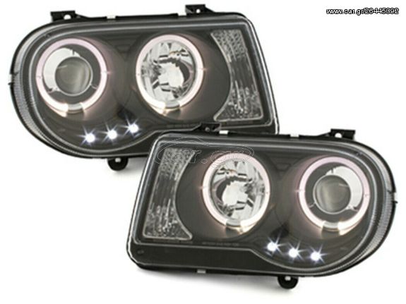 ΦΑΝΑΡΙΑ ΕΜΠΡΟΣ CHRYSLER 300C 05-10 ANGEL EYES BLACK www.eautoshop.gr