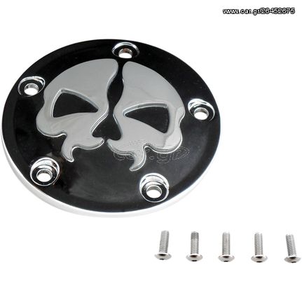 ΚΑΠΑΚΙ ΜΟΤΕΡ COVER POINTS 5-HOLE SPLIT SKULL BLACK ΓΙΑ 99-17 TWIN CAM MODELS