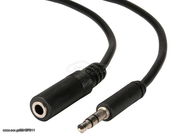 POWERTECH καλώδιο Jack stereo 3.5mm male σε female, Nickel, μαύρο, 5m