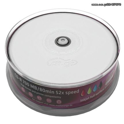 MEDIARANGE CD-R 700MB  52x - Cake 25τμχ  inkjet FF printable