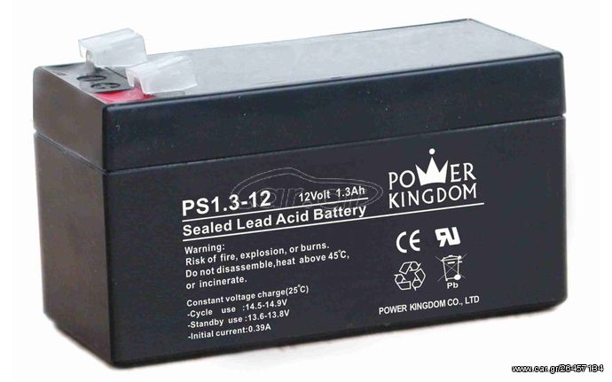 POWER KINGDOM μπαταρία μολύβδου PS1.3-12, 12Volt 1.3Ah