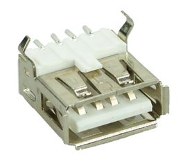 USB 2.0 Connector A TYPE, up Solder in, Silver/White