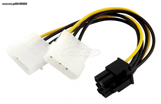 POWERTECH Καλώδιο PCI-E 6pin σε 2x molex IDE 4pin CAB-W031, 10cm