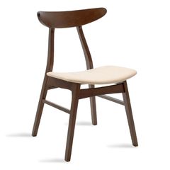 Καρέκλα "ORLEAN" από μασιφ ξύλο rubber wood σε καρυδί χρώμα με μπεζ ύφασμα 49x53.50x78