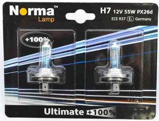 Σετ Λάμπες υψηλής απόδοσης 12V Ultimate 100% H7 55W PX26d (Σετ των 2) 213607 – NORMA