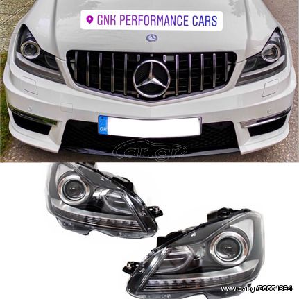 ΦΑΝΑΡΙΑ ΕΜΠΡΟΣ LED DRL Headlights MERCEDES C-Class W204 Facelift (2011-2014) Bi-Xenon