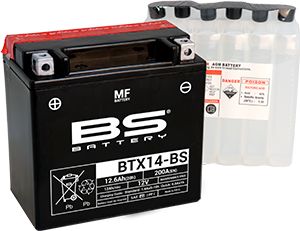 Μπαταρία Μοτοσυκλέτας BS-BATTERY  BTX14-BS  MF 12.6AH 200EN Αντιστοιχία YTX14-BS