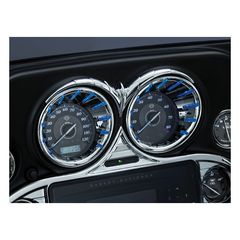 Kuryakyn Σετ Στεφάνια Κοντέρ με Μπλε Led Φωτισμό για Harley Davidson '00 - '13 FLHT , '06 - '13 FLHX , '09 - '13 Trikes χρώμιο | Blue Led Speedo / Tach Bezels chrome