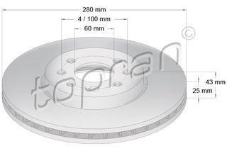 ΔΙΣΚΟΠΛΑΚΕΣ OPEL ASTRA H/MERIVA (ΑΕΡΙΖΟΜΕΝΕΣ)(280mm) ΕΜΠΡΟΣΘΙΕΣ HANS 207179