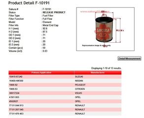 Φίλτρο καυσίμων SAKURA F101911541567JA0