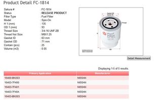Φίλτρο καυσίμων SAKURA FC1814164037F401