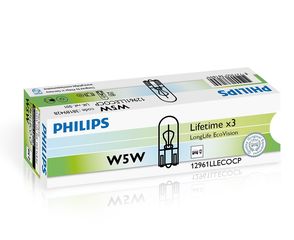 PHILIPS W5W 12V 5W W2,1x9,5d LongLife EcoVision (12961LLECOCP) 1τμχ