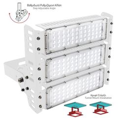 Spotlight Φωτιστικό Βενζινάδικου LED 150W 6000K Σε Λευκό Χρώμα Με Ρυθμιζόμενη Κλίση - Ψυχρό (5000-6500Κ)