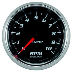 Autometer Gauge, Tachometer, 3 3/8", 10K Rpm, Black, Pro-Cycle