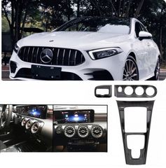 Inner Decoration Console Air condition Pannel Dashboard and Car Headlight Switch Frame Trim Carbon Film Mercedes A-Class W177 V177 (2018-Up) LHD  