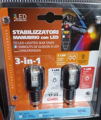ΑΝΤΙΒΑΡΟ ΤΙΜΟΝΙΟΥ MOTO ΜΕ ΦΛΑΣ LED 12V ΜΑΥΡΟ 17>23mm 2ΤΕΜ.