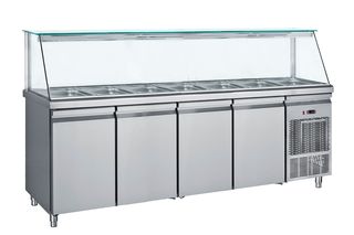 Ψυγείο Βιτρίνα Σαλατών Με 4 Πόρτες Για Λεκανάκια 1/1 GN 239x70x130 - Καινούργιο.