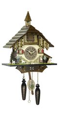 Ρολόι κούκος με χειροποίητη παράσταση αλπικού σπιτιού, με τη μικρή Χαίντι τον Πέτερ τον παππού και με μουσική. Κωδ:4248QM --- www. CuckooClock .gr ---