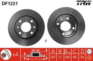 ΔΙΣΚΟΠΛΑΚΑ CITROEN SAXO - PEUGEOT 106 ΕΜΠΡΟΣ 247Χ20.5 - DF1221