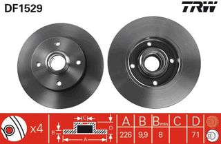 ΔΙΣΚΟΠΛΑΚΑ SEAT CORDOBA - VW GOLF ΠΙΣΩ 226Χ10 - DF1529