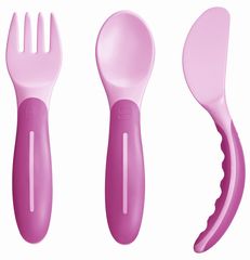 Mam Σετ Κουτάλι Πιρούνι Μαχαίρι Baby Cutlery 6m+ Pink 515