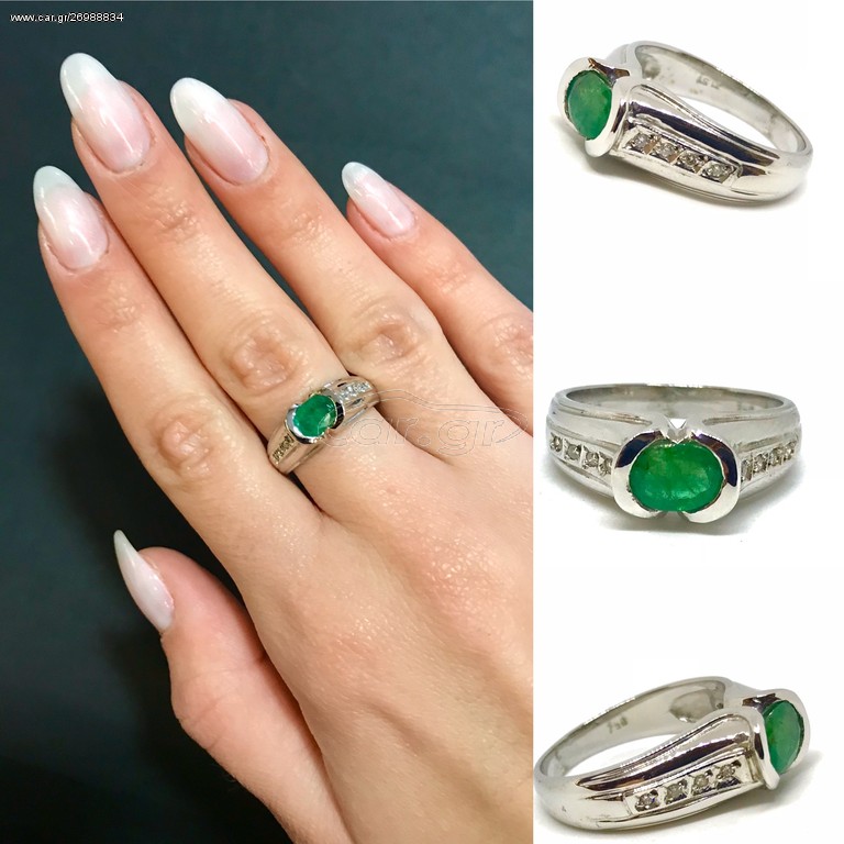 Δαχτυλιδι 18k με Σμαράγδι