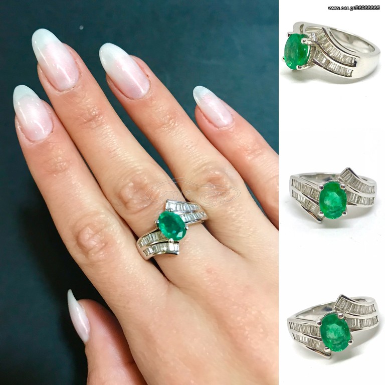 Δαχτυλιδι 18k με Σμαράγδι