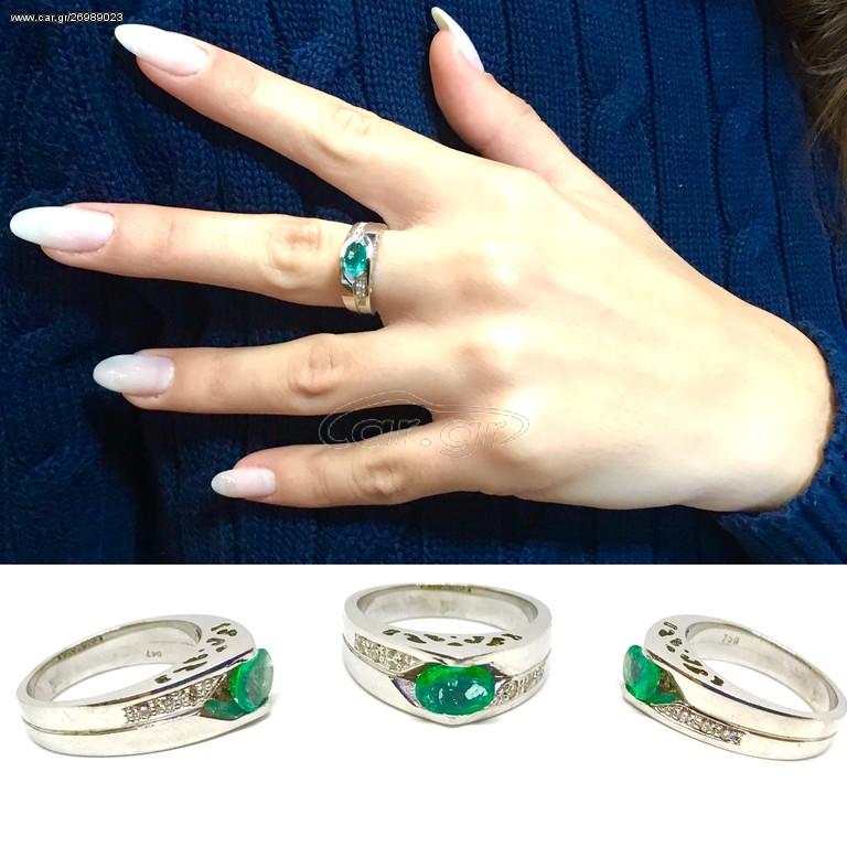 Δαχτυλιδι 18k με Σμαράγδι